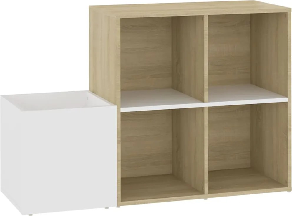 vidaXL fehér-sonoma szerelt fa előszobai cipősszekrény 105x35,5x70 cm
