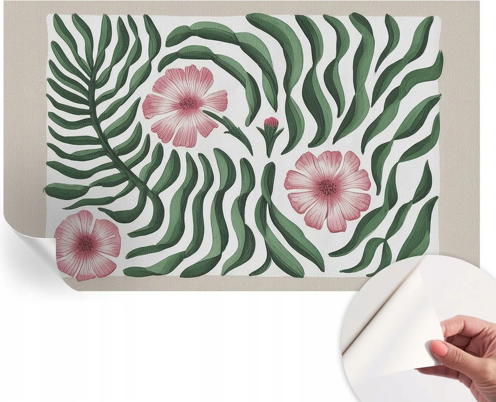 Öntapadós fotótapéta Nappaliba és Hálószobába Virágok levelek 416x254