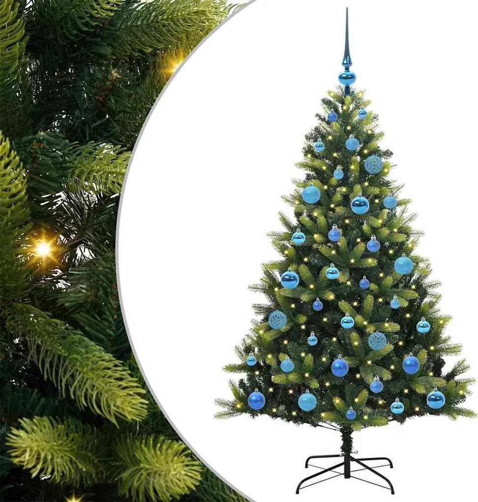 vidaXL Műanyag Hajtogatott Karácsonyfa 150 LED-del Zöld 150 cm