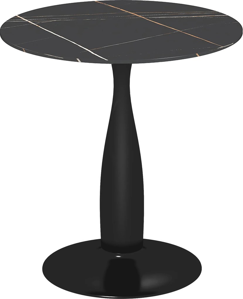 HOMCOM Kerek Étkezőasztal, Modern Konyhai Asztal Acél Vázszerkezettel, Bárasztal 2 Személy Részére, Ø70 x 74 cm, Fekete | Aosom