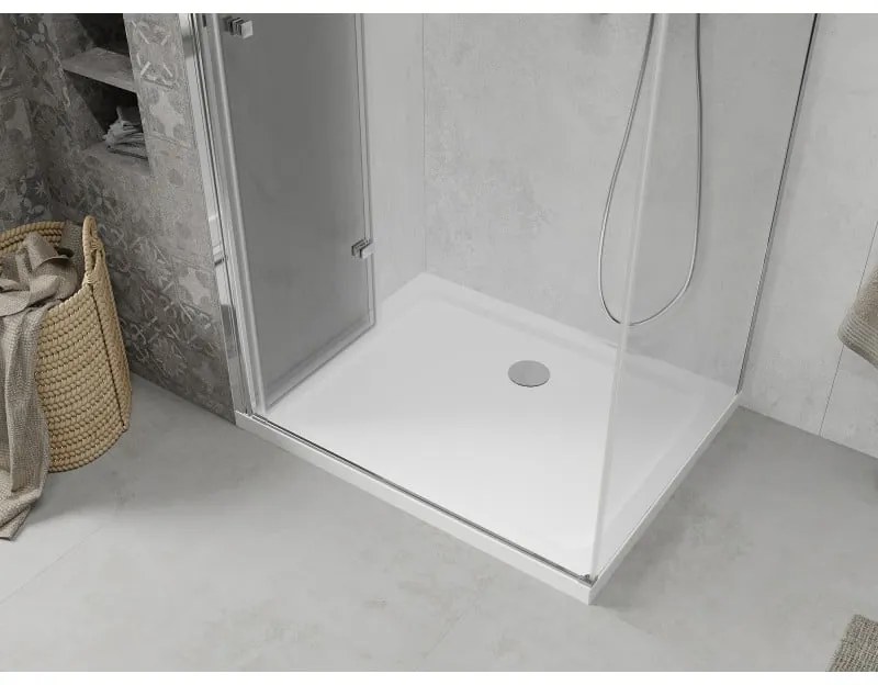 Mexen Lima zuhanykabin 120x80cm, 6mm üveg, króm profil - átlátszó üveg + Vékony zuhanytálca - 856-120-080-00-00-4010
