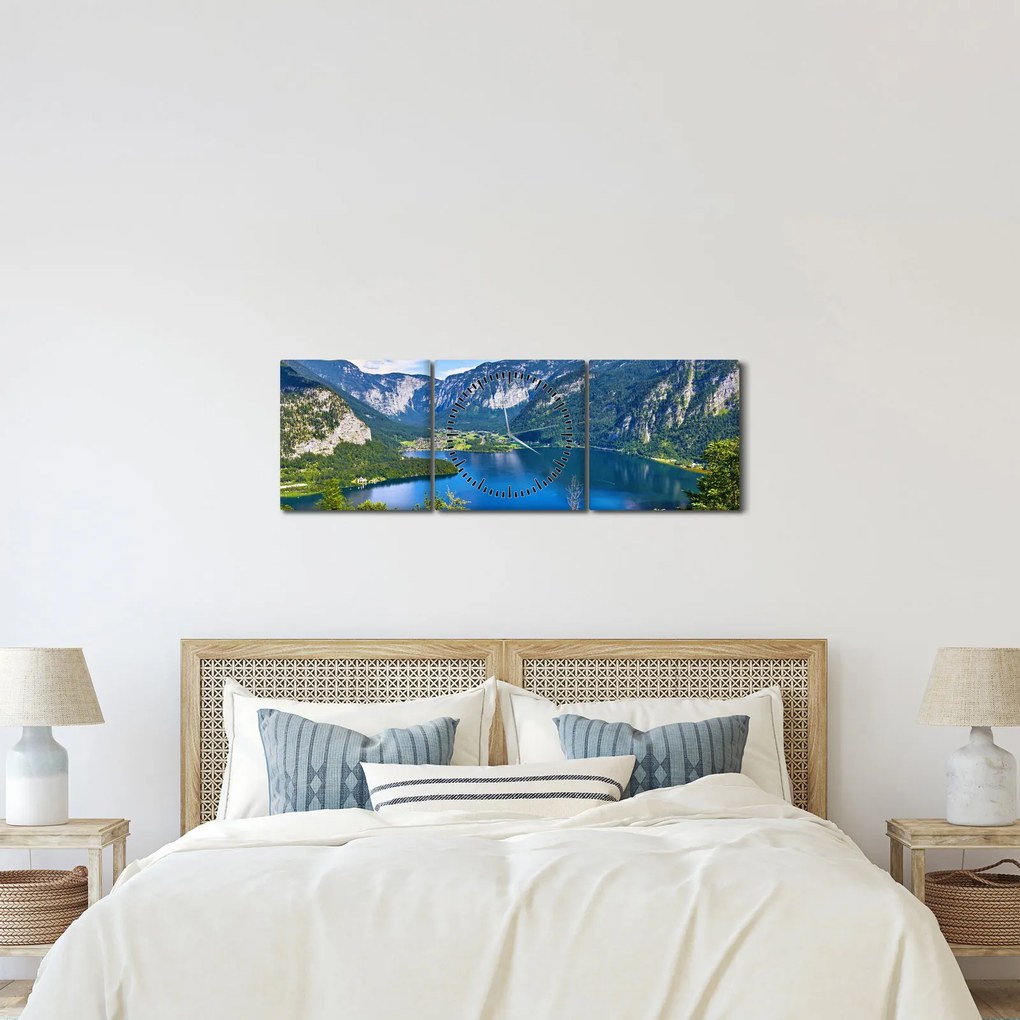 Kép - Hallstatt tó, Hallstatt, Austria (órával) (90x30 cm)