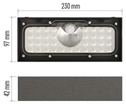 LED Napelemes reflektor mozgásérzékelővel LED/3,7V 3000mAh 4000K IP65 fekete