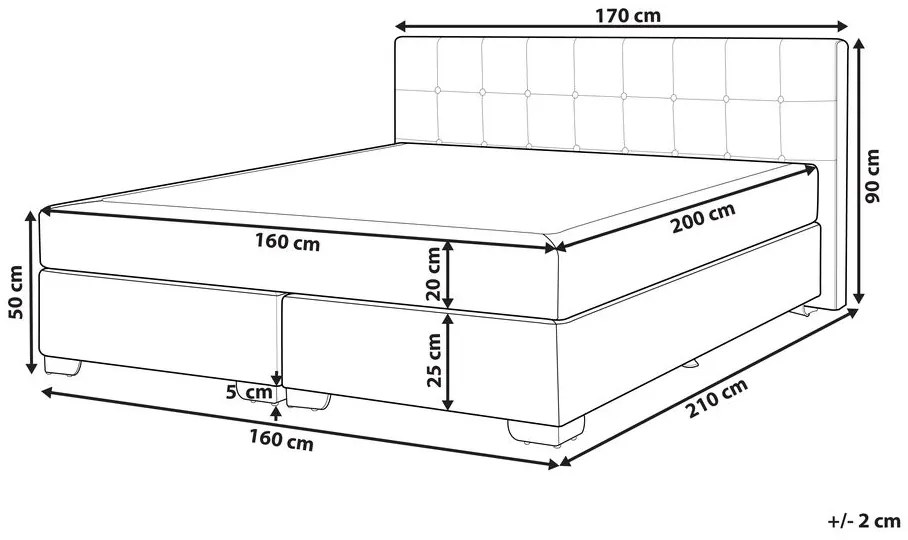 Franciaágy Boxspring 160 cm ADIR (matracokkal) (szürke). 1007077