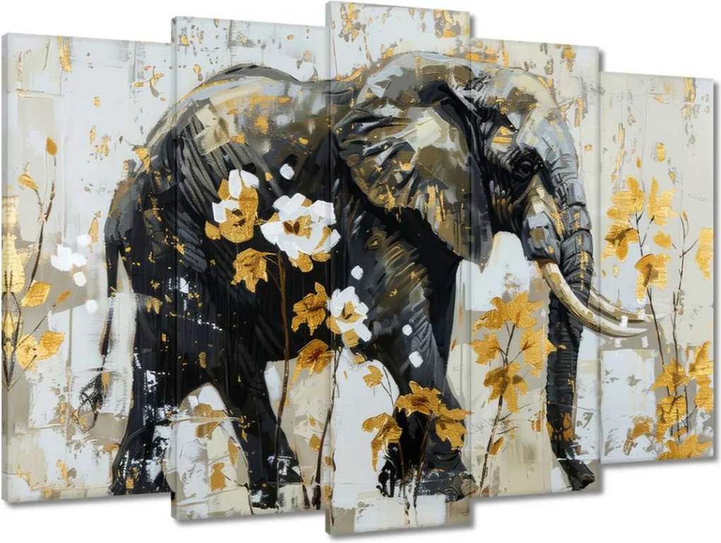 Vászonkép 70x50 Elefánt Absztrakt Arany ékezetek