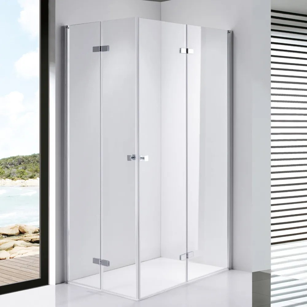 Stuxi Verona Duo 110x90 aszimmetrikus két csuklóajtós zuhanykabin 6 mm vízlepergető üveggel, króm