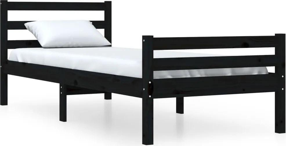vidaXL fekete tömör fa ágykeret 100 x 200 cm