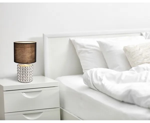 Globo 21626C - Asztali lámpa VALENTINO 1xE14/40W/230V fekete/ezüst