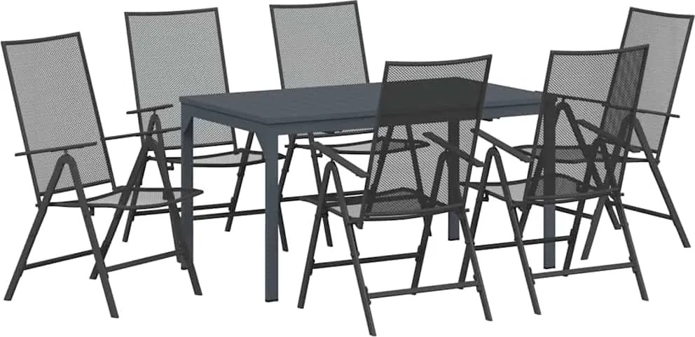 vidaXL Kert étkező szett 7 pcs Antracit Porfestett acél
