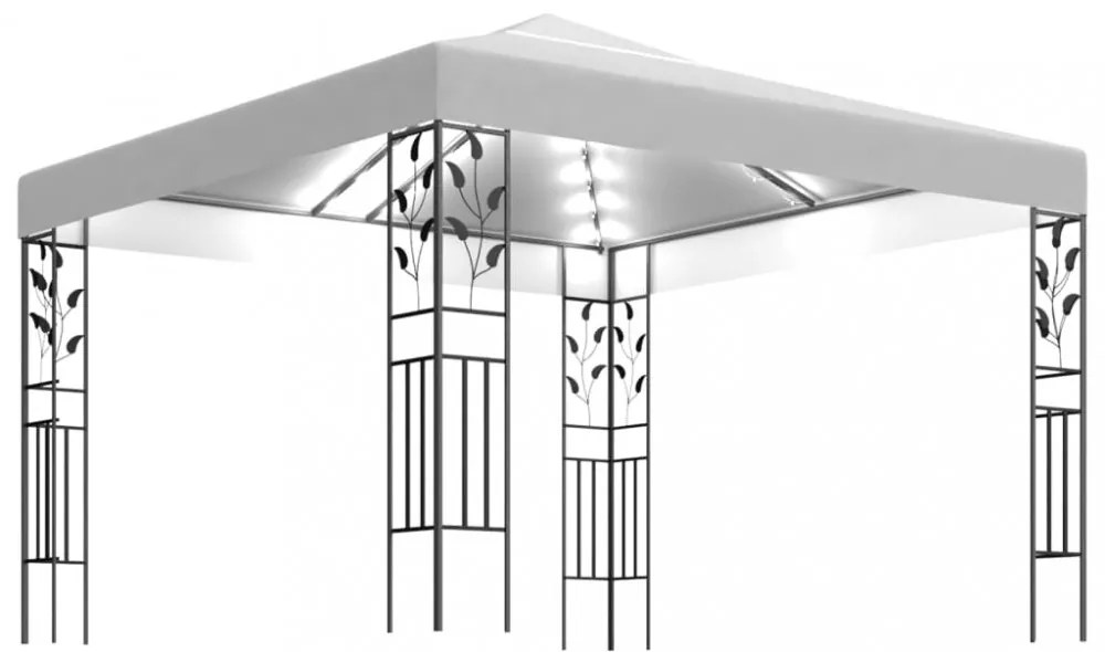 fehér pavilon LED fényfüzérrel 3 x 3 m