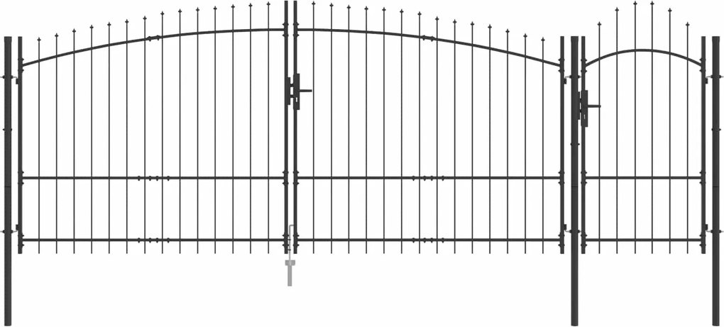 vidaXL Kerti kapu zárral Szürke 100 x 400 cm Acél