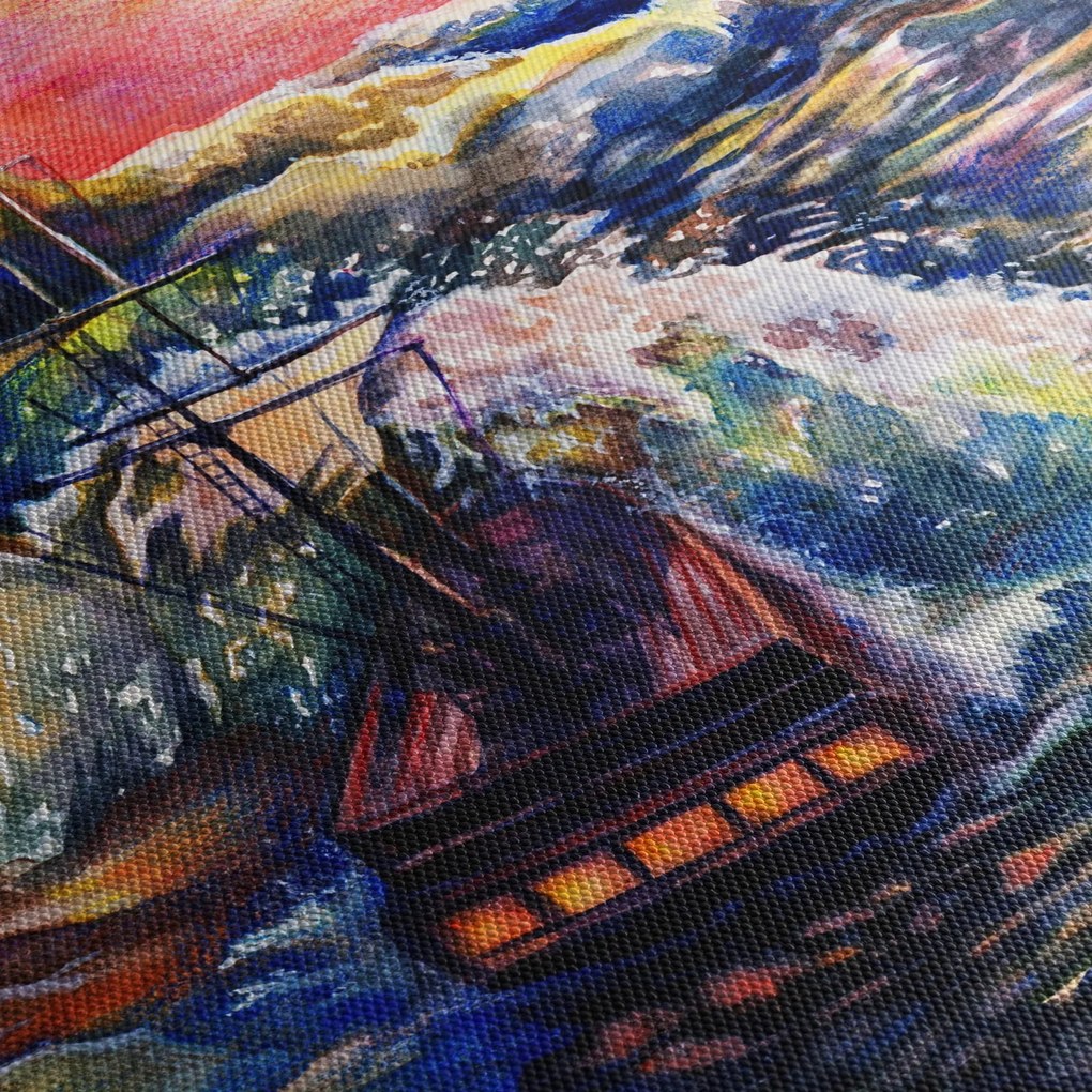 Kép - Hajó az óceán hullámain, aquarel (150x105 cm)