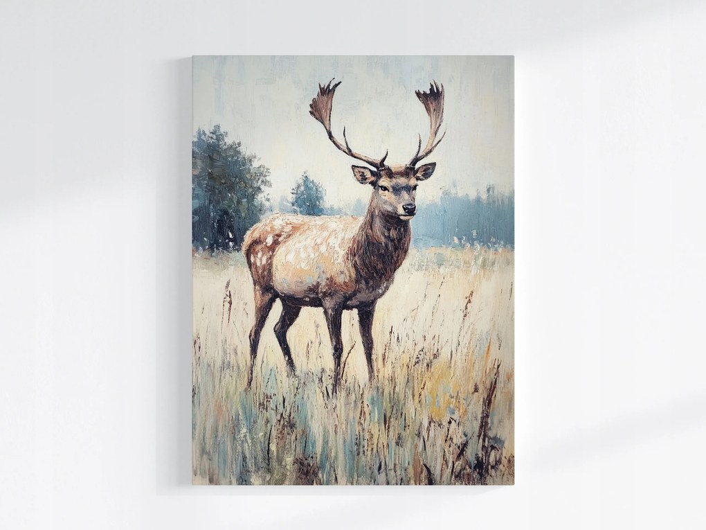 Vászonkép Canvas Portré Szarvas Rét Skandináv Erdő Stílus 75x100