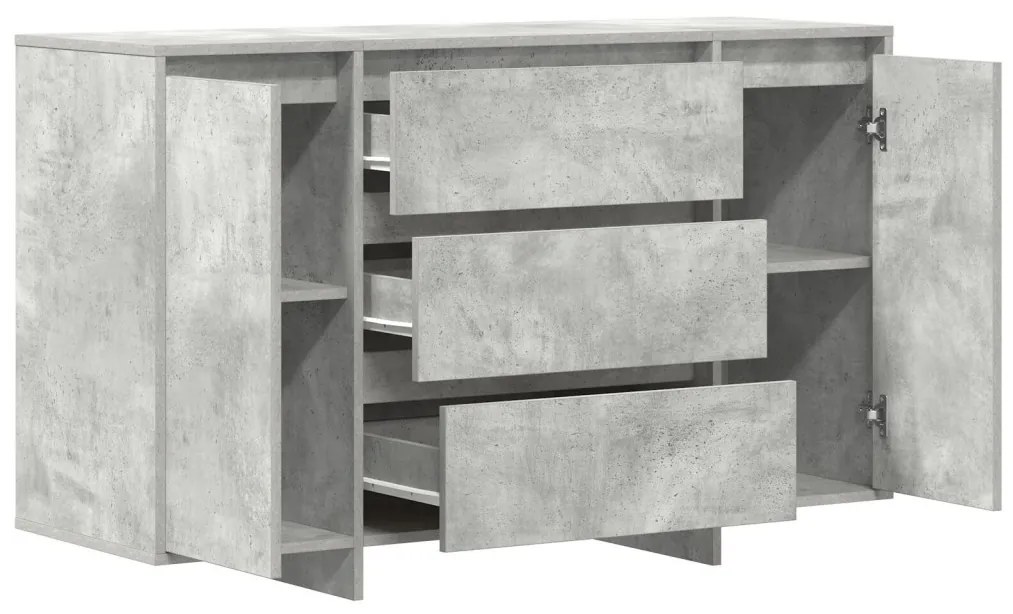 Oldalszekrény Beton Szürke 120x41x75 cm Műanyag Fa
