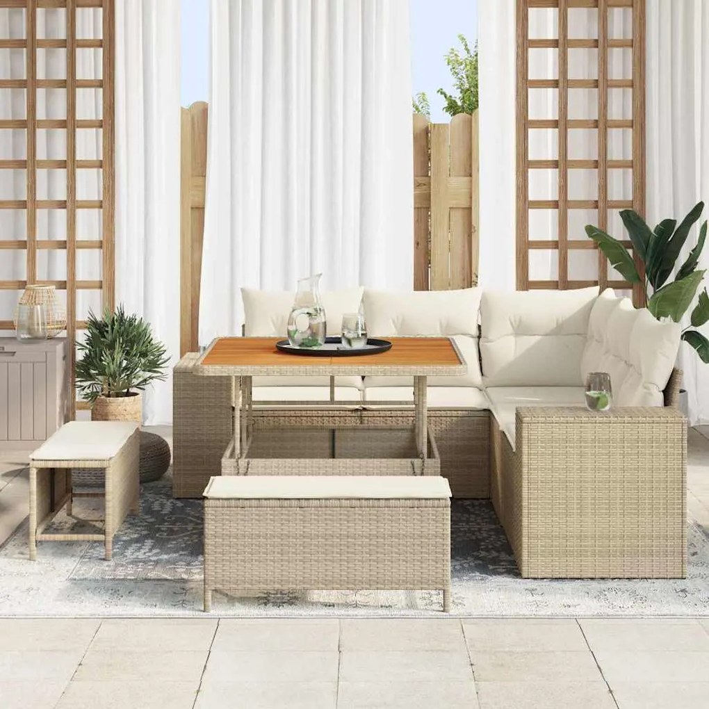 Kerti Kanapé Szett 8 pcs Beige és krém 100 x 100 x 71 cm