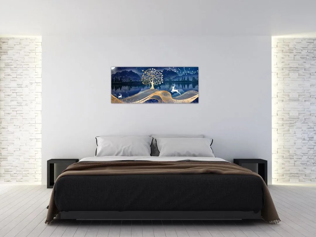 Szarvas képe teliholdkor (120x50 cm)