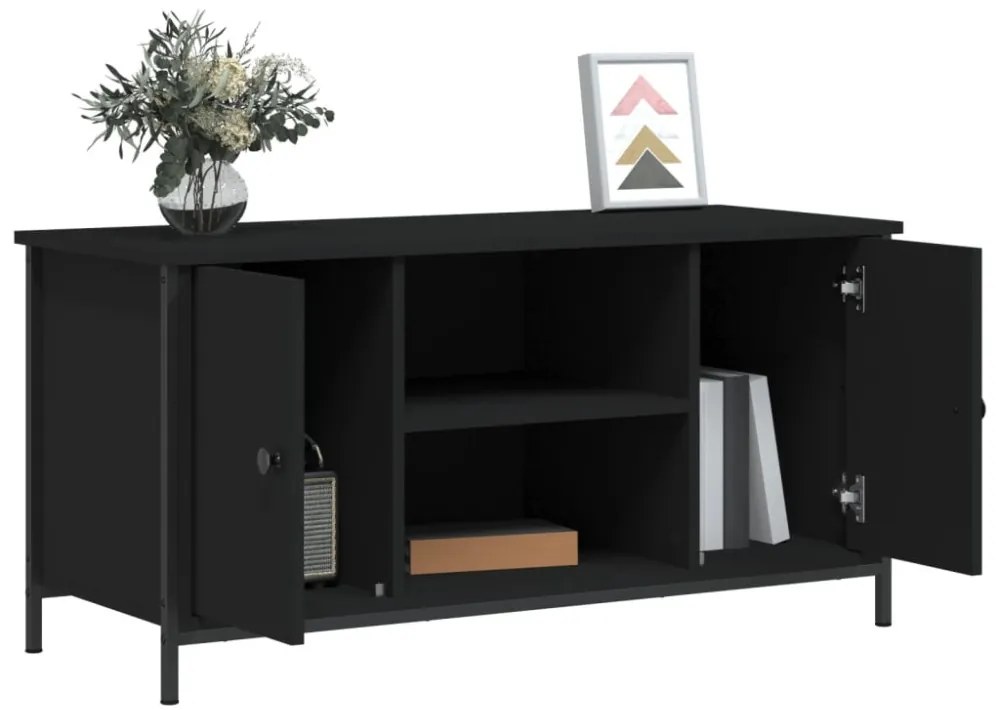 fekete szerelt fa TV-szekrény 100x40x50 cm