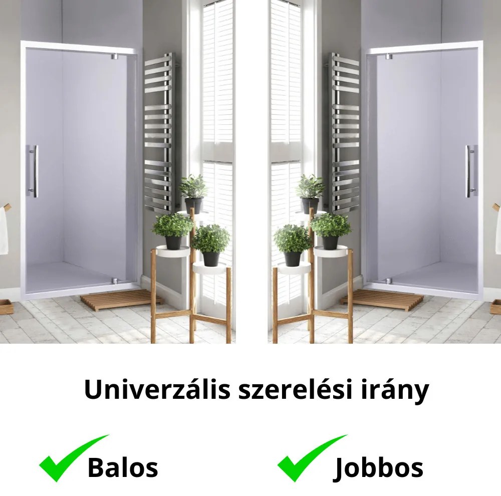 Stuxi Torino 80 cm széles nyílóajtós zuhanyajtó 6 mm vastag vízlepergető biztonsági üveggel, króm elemekkel, 200 cm magas