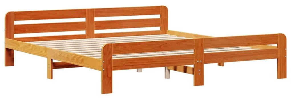 barna tömör fenyőfa könyvespolcos ágy matrac nélkül 200 x 200cm