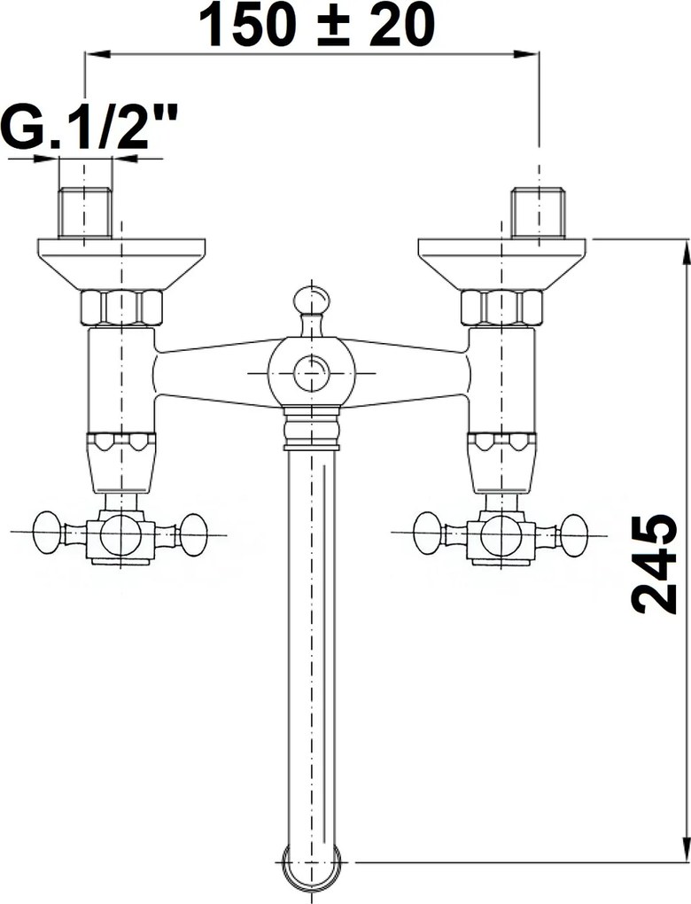 , ANTEA fali csaptelep, felső konzol, króm/arany, 3362