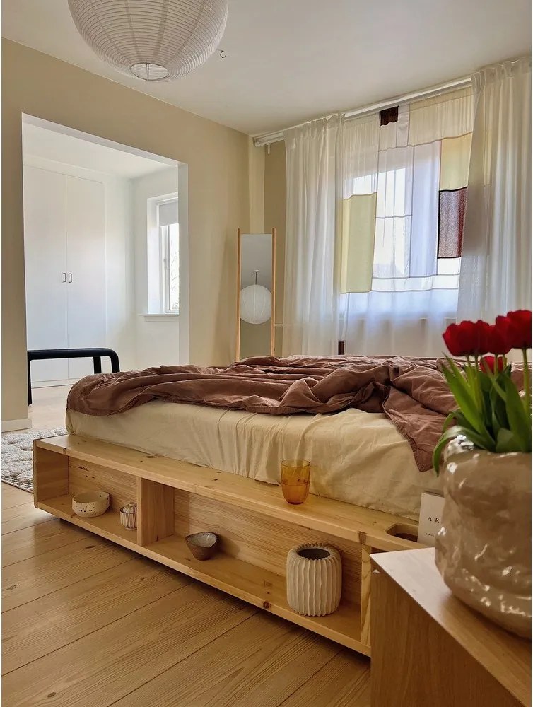 Borovi fenyő franciaágy ágyráccsal 180x200 cm Ziggy – Karup Design