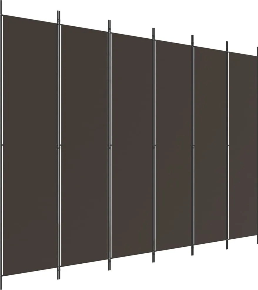 vidaXL 6 paneles barna szövet paraván 300 x 220 cm