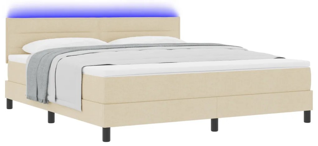 Boxspring Ágy Matraccal & LED Bézs 180x200 cm Szövet