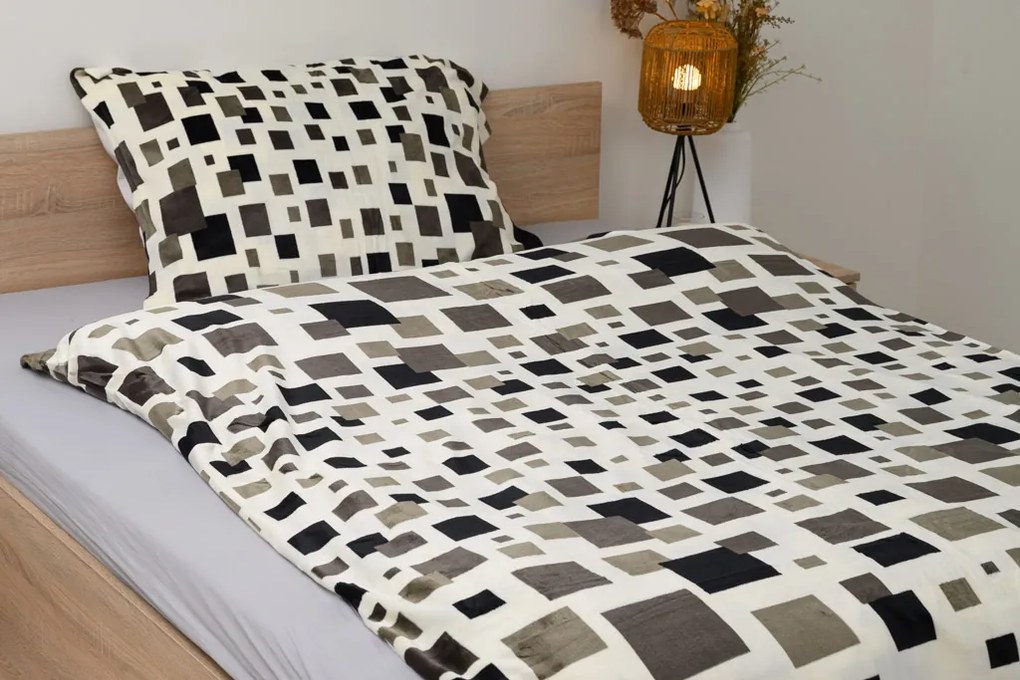 Mikroplüss ágyneműhuzat LUXOR fehér-szürke Ágyneműhuzat mérete: 70 x 90 cm | 140 x 200 cm