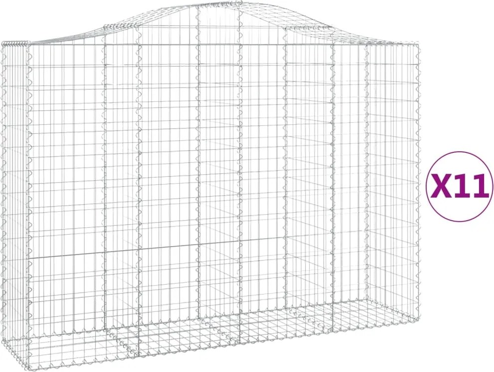 vidaXL 11 db íves horganyzott vas gabion kosár 200x50x140/160 cm