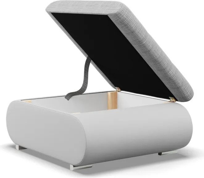 Tokio puff, fonott + műbőr, szürke - fehér