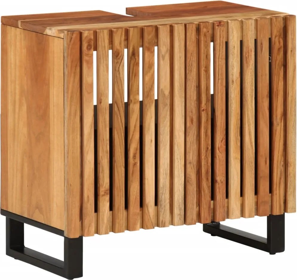 vidaXL tömör akácfa fürdőszobai mosdószekrény 62 x 34 x 58 cm