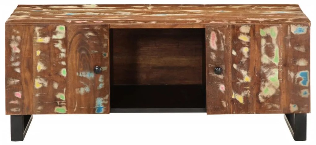 Tömör újrahasznosított és szerelt fa dohányzóasztal 100x54x40cm