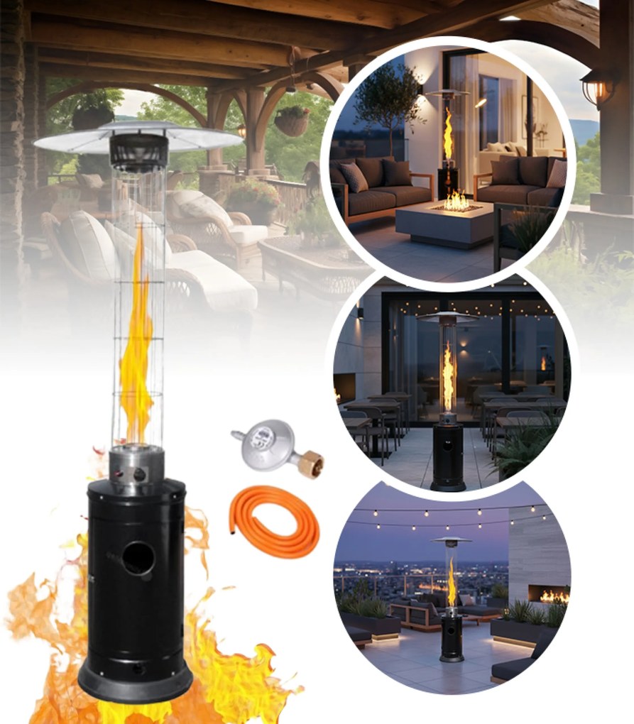 Fűtőernyő Gáz Kerti Fűtő Magas 5000-12500 W 12,5 Kw