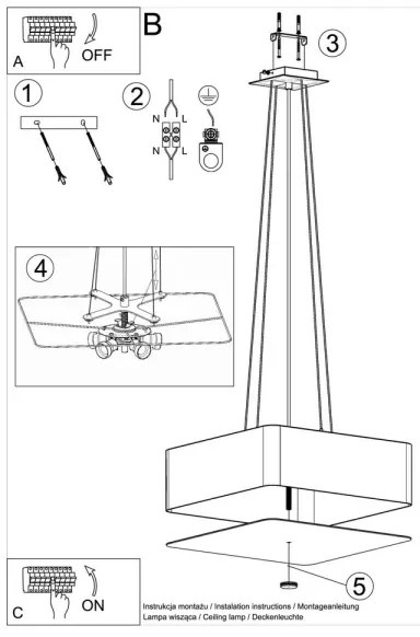 Sollux SL.0774 - Csillár zsinóron LOKKO 5xE27/60W/230V 45 cm fekete