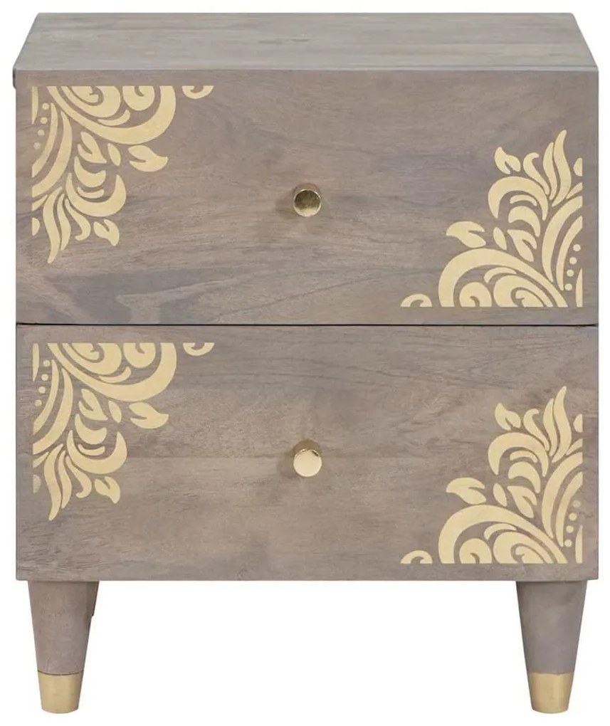 Éjjeliszekrény 2 pcs Szürke 40 x 33 x 46 cm Tömör Mangófát