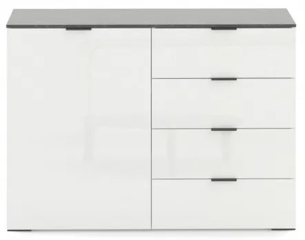 Stone 4 fiókos, 1 ajtós komód fehér 120cm