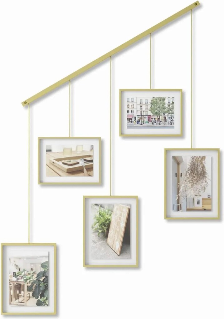 5 db-os arany képkeret szett díszlécre, falra Exhibit nappaliba