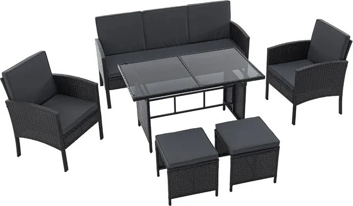 Juskys Rattan szett Turin - fekete