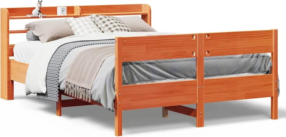 vidaXL viaszbarna tömör fenyőfa ágy matrac nélkül 120 x 200 cm