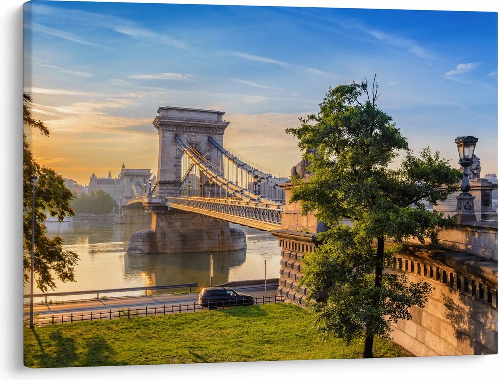 Kép - Híd a folyón, Budapest, Magyarország (70x50 cm)