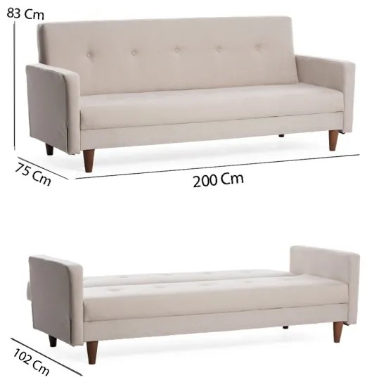 Kétszemélyes kanapé NARA krémszínű/bézs