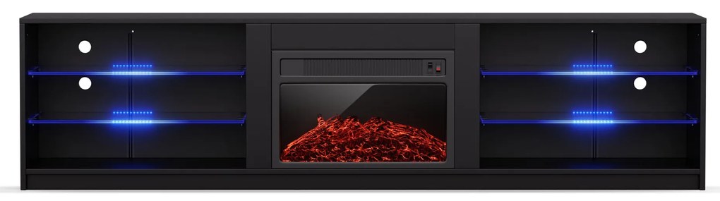 Perth Medium Lowboard TV-szekrény elektromos kandallóval, 160 x 40 x 30 cm, LED