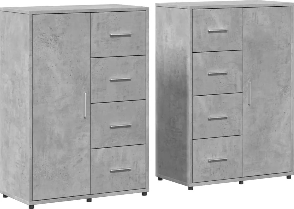 vidaXL 2 db betonszürke szerelt fa tálalószekrény 60 x 31 x 84 cm