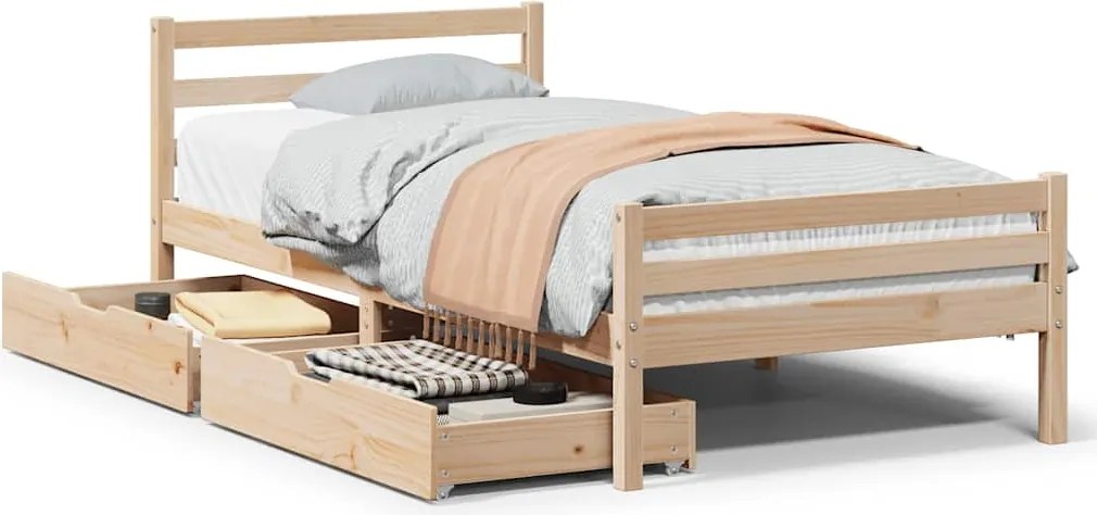 vidaXL tömör fenyőfa ágy matrac nélkül 100 x 200 cm