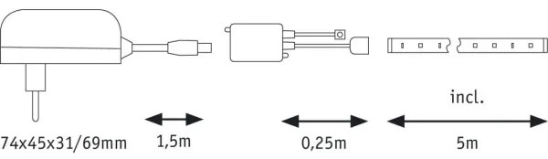 Paulmann 70480 - LED RGBW/16,5W Dimmelhető szalag DIGITAL 5 m 230V + távirányító