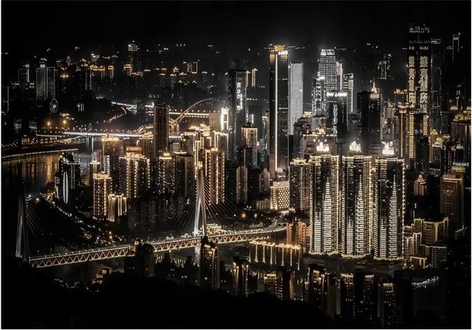 Fotótapéta Város Éjszaka 3D Panoráma Hálószoba Nappali Tapéta 368x254