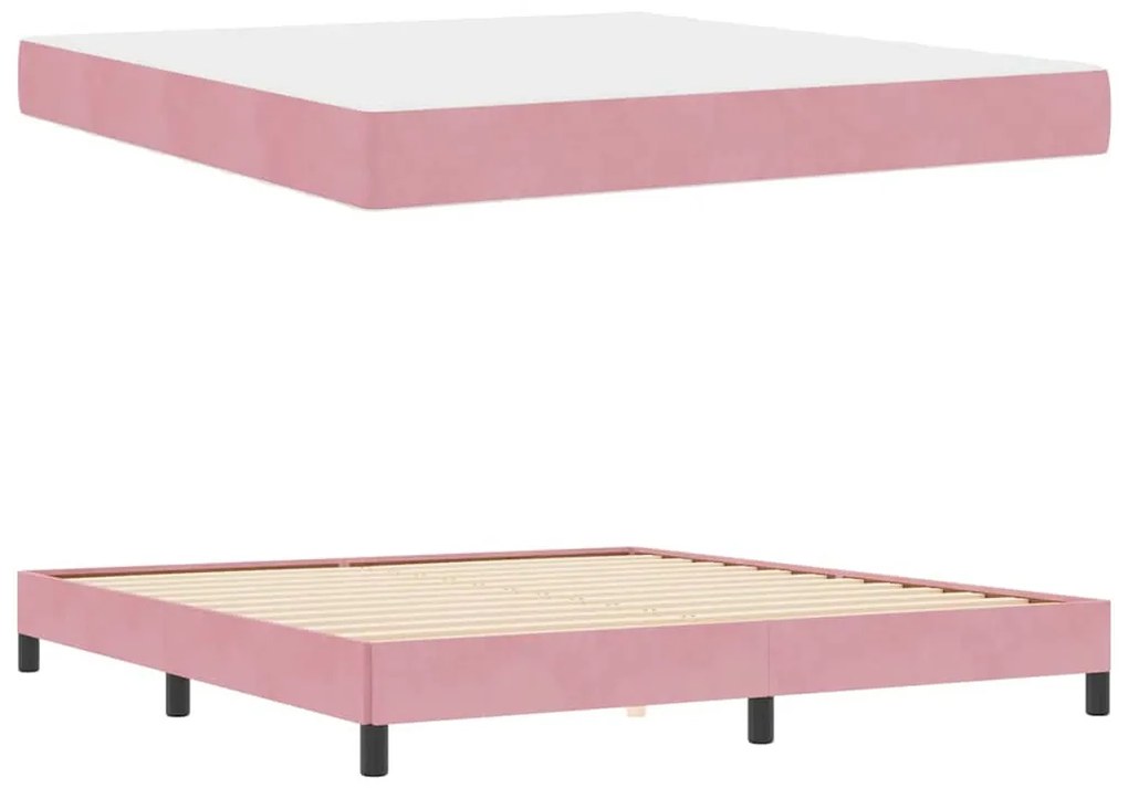 Boxspring ágy matraccal Rózsaszín 180 x 200 cm Bársony
