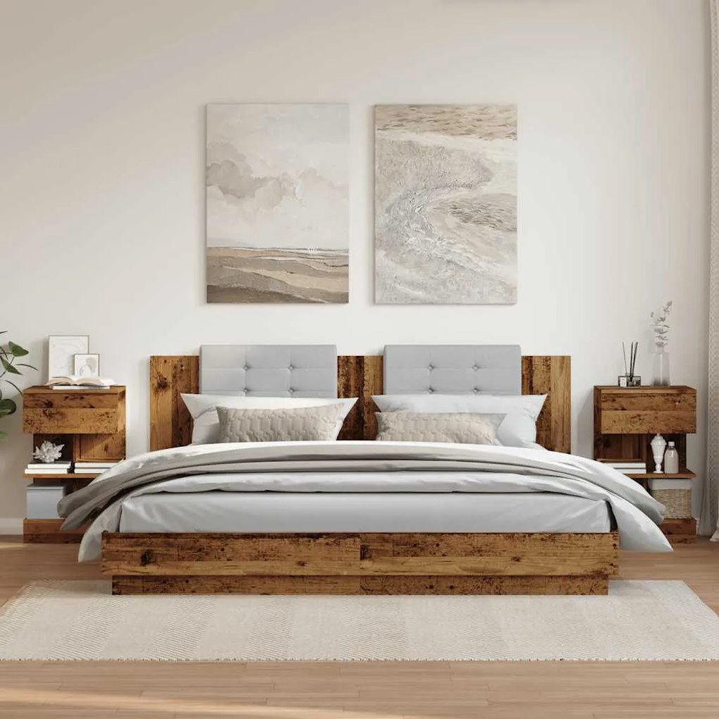 Éjjeliszekrények 2 db Régi fa 40x35x65 cm Gépesített fa
