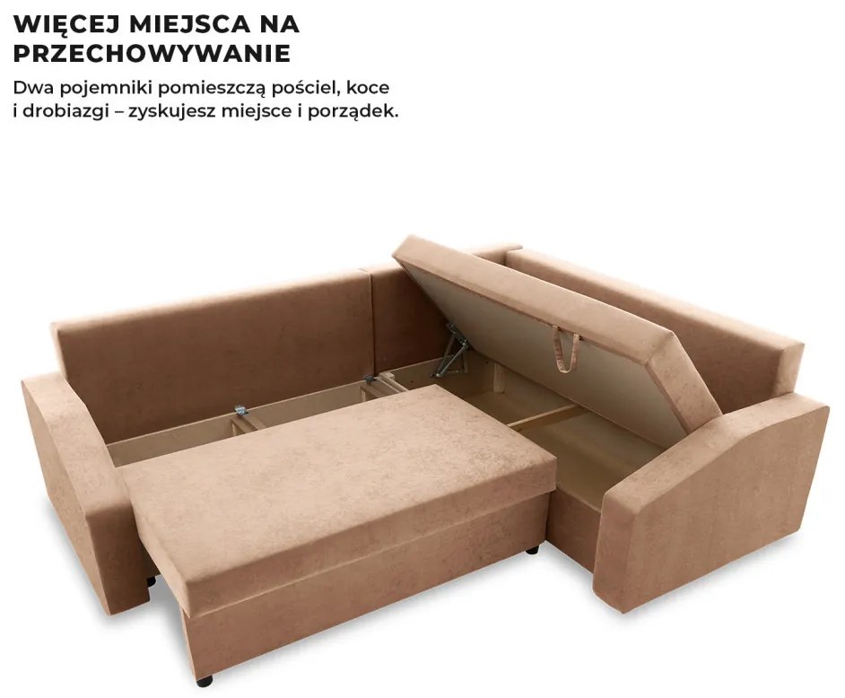 Grande Plus sarokkanapé, jobboldali, szövet anyag, barna