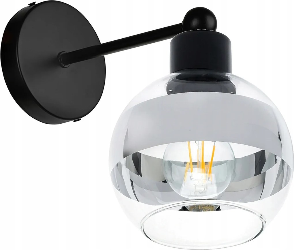 Fali Lámpa E27 fix Loft üveg Gömb clear króm